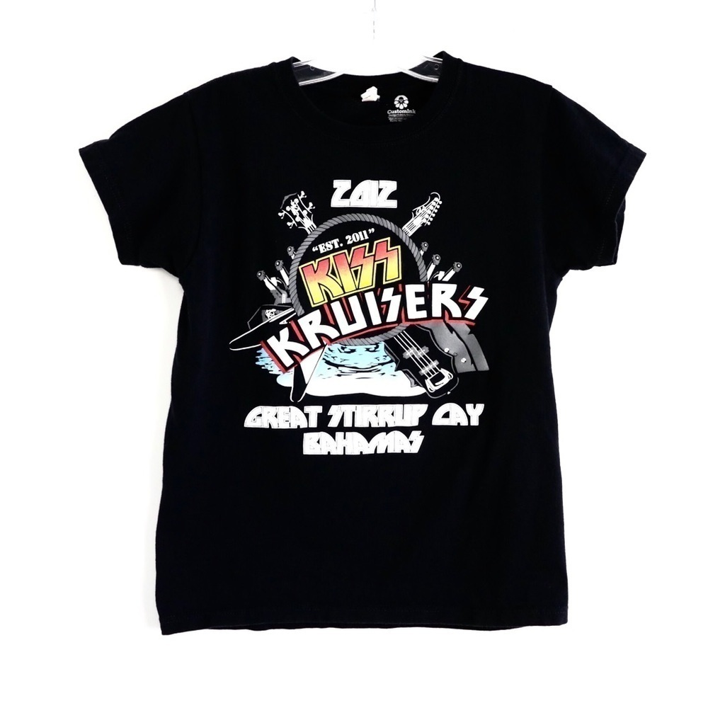 Rock concert festival graphic tee KISS Kruisers fitted women’s black logo S XS